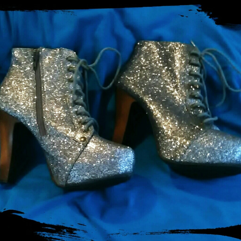 Charlotte Russe Glitter Side Zip Ankle Boots